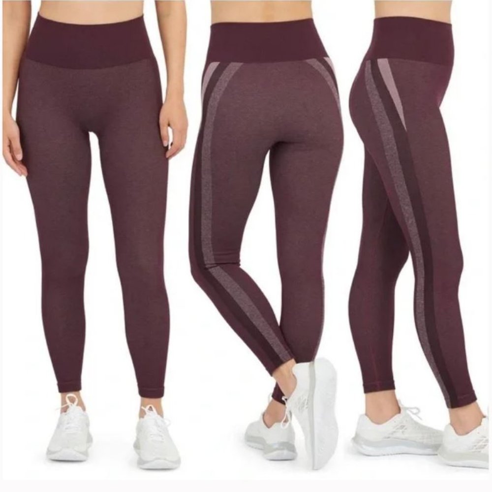 NEW Spanx Look at Me Now Seamless Track Stripe Legging 50232R Jammy Plum XL